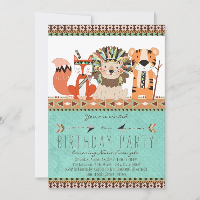 Childrens Tribal Boho Birthday Party Einladung (Vorderseite)