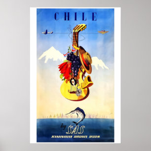 Chile 1951 POSTERDRUCK Reise Werbung A5-A1 Poster