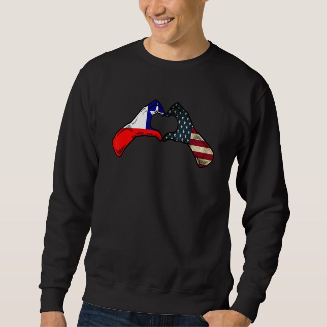 Chile American USA Flag  USA Chilean Heart 1 Sweatshirt (Vorderseite)