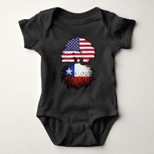 Chile Chilenan American USA Tree Roots Flag Baby Strampler