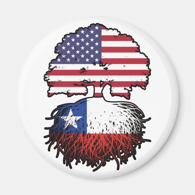 Chile Chilenan American USA Tree Roots Flag Magnet (Vorne)