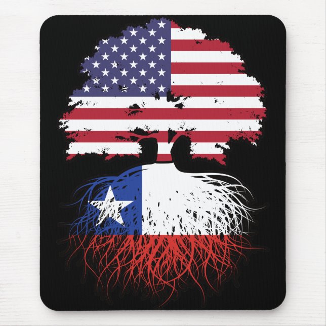 Chile Chilenan American USA Tree Roots Flag Mousepad (Vorne)