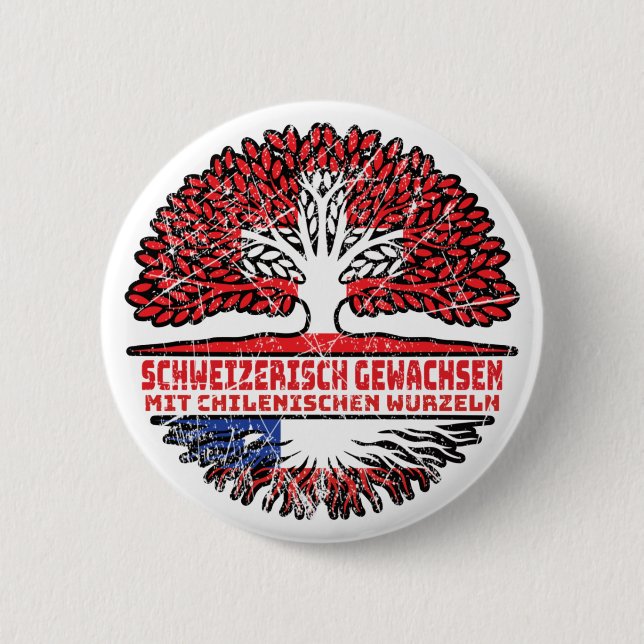 Chile Chilenisch Schweizer Schweiz Baum Wurzel Button (Vorderseite)