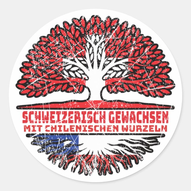Chile Chilenisch Schweizer Schweiz Baum Wurzel Runder Aufkleber (Vorderseite)