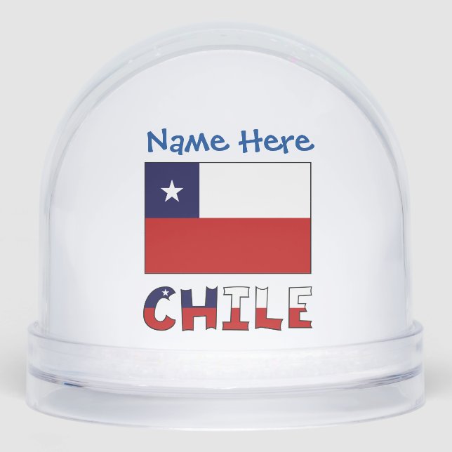 Chile Chilenische Flagge Blaue Personalisierung Schneekugeln (Vorderseite)