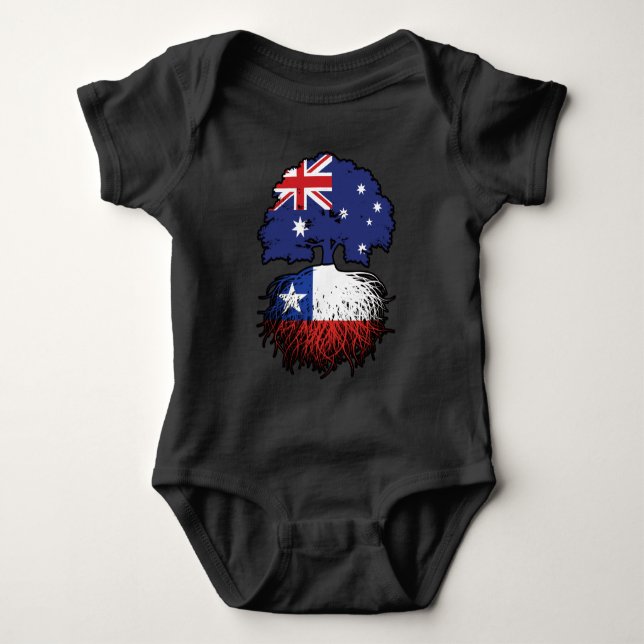 Chile Chiles australische Tree Roots Flag Baby Strampler (Vorderseite)