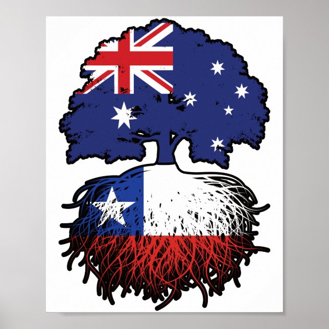 Chile Chiles australische Tree Roots Flag Poster (Vorne)