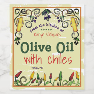 Chile Chili Olivenöl personalisiert Zuhause Weinetikett
