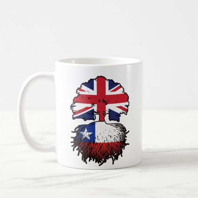 Chile Chillean British UK Tree Roots Flag Kaffeetasse (Links)