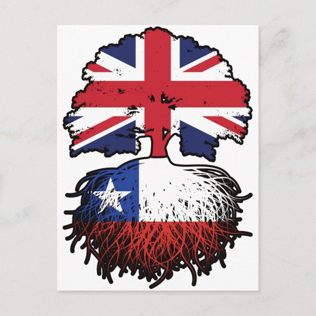 Chile Chillean British UK Tree Roots Flag Postkarte (Vorderseite)