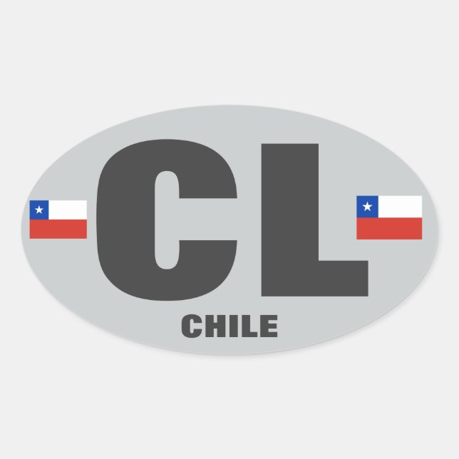 Chile CL Oval Aufkleber im Euro-Stil (Vorderseite)