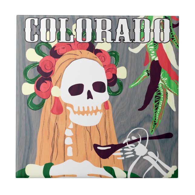 Chile colorado (cooles Schema) Fliese (Vorderseite)