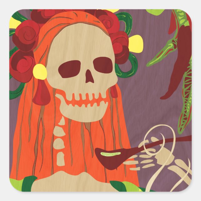 Chile colorado quadratischer aufkleber (Vorderseite)