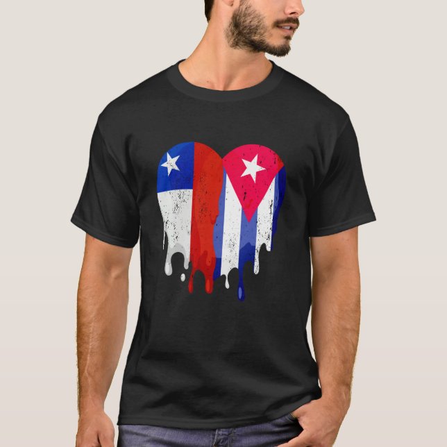 Chile Cuba Flag Heart Citizen Grown Patriot Countr T-Shirt (Vorderseite)