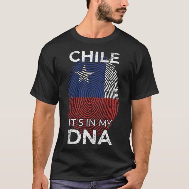 Chile DNA-Flag Chile Kulturerbe Hispanic Roots Sou T-Shirt (Vorderseite)