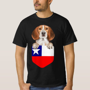 Chile Flag Beagle Dog In Pocket T-Shirt☐ Halloween T-Shirt