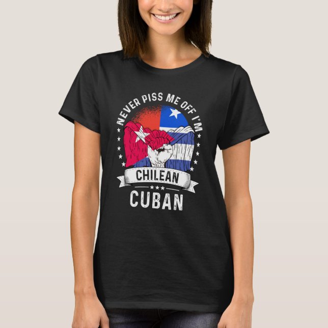 Chile Flag Cuba Grown  Humor Citizen Pride T-Shirt (Vorderseite)