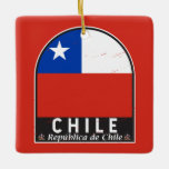 Chile Flag Emblem Distressed Vintage Keramikornament<br><div class="desc">Chile distressed emblem featuring the flag and coat of arms.</div>