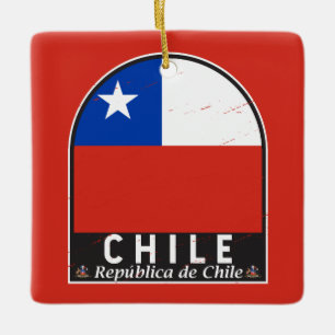 Chile-Flag-Emblem gestört Vintag Keramikornament