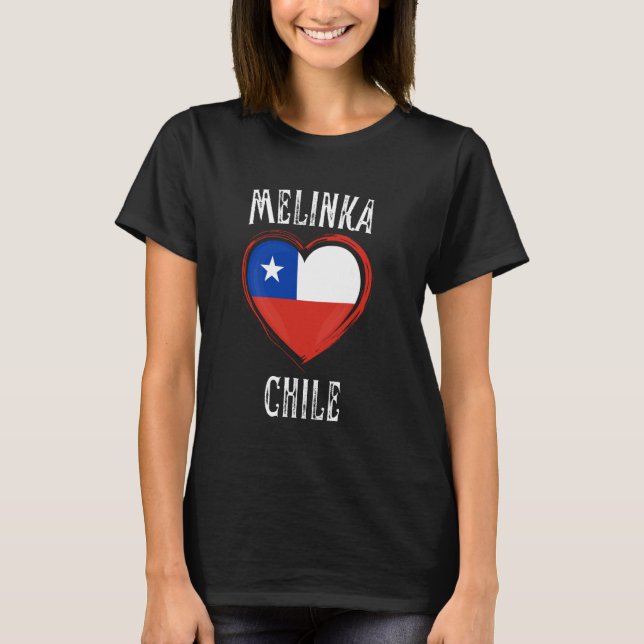 Chile Flag Herz Melinka Stadt T-Shirt (Vorderseite)