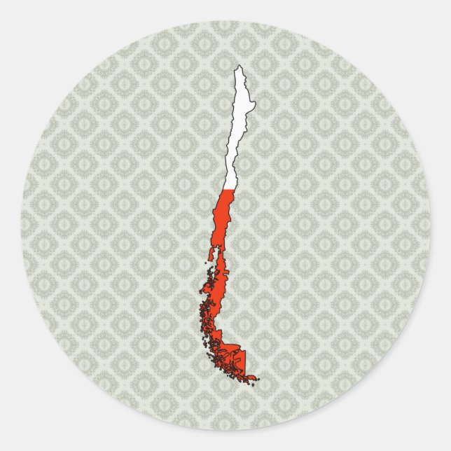 Chile-Flag-Karte Runder Aufkleber (Vorderseite)