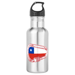 Chile Flag Klettersteig Carabiner Edelstahlflasche