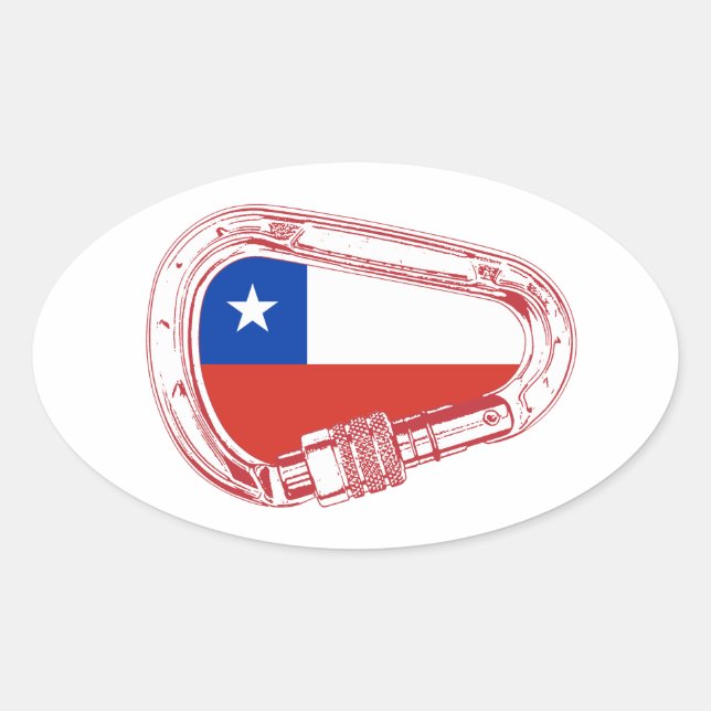 Chile Flag Klettersteig Carabiner Ovaler Aufkleber (Vorderseite)