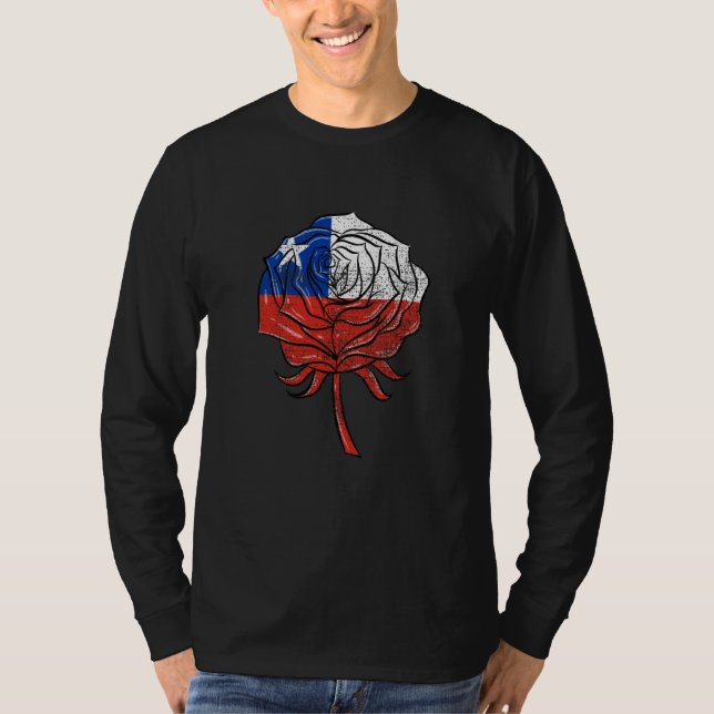 Chile Flag Rose Chilean Women Vintage T-Shirt (Vorderseite)