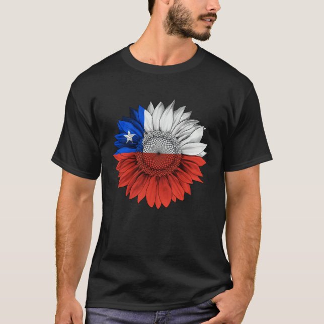 Chile Flag Sunflower Chilean Roots Proud Patriotic T-Shirt (Vorderseite)