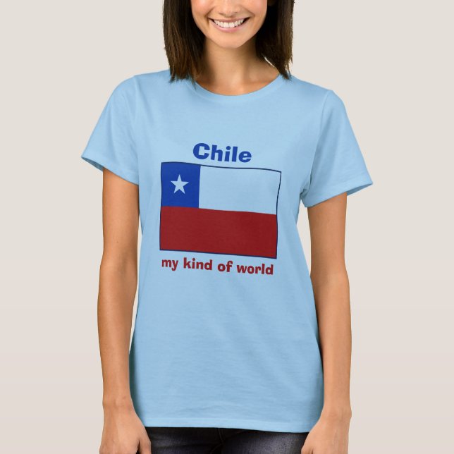 Chile-Flagge + Karte + Text-T - Shirt (Vorderseite)