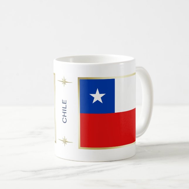 Chile-Flagge + Karten-Tasse Kaffeetasse (VorderseiteRechts)