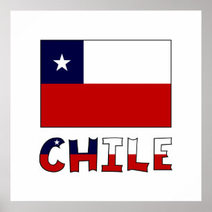 Chile-Flagge und Farbname Poster