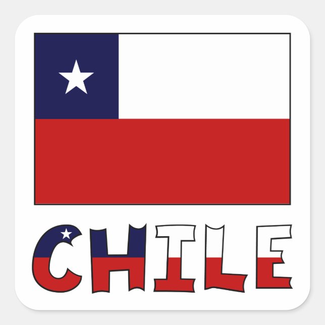Chile-Flagge und Farbname Quadratischer Aufkleber (Vorderseite)