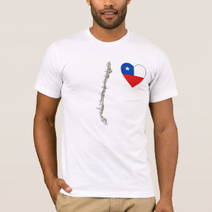 Chile-Flaggen-Herz und Karten-T - Shirt