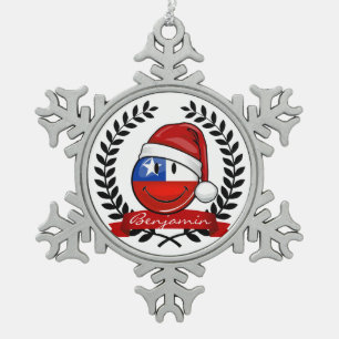 Chile-Flaggen-Weihnachtsart Schneeflocken Zinn-Ornament