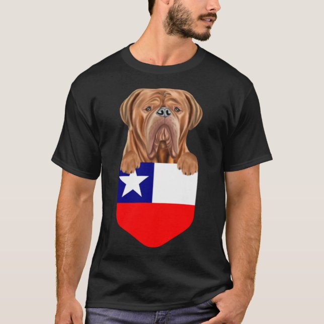 Chile-Flaggendogues de Bordeaux-Hund in Tasche T-Shirt (Vorderseite)
