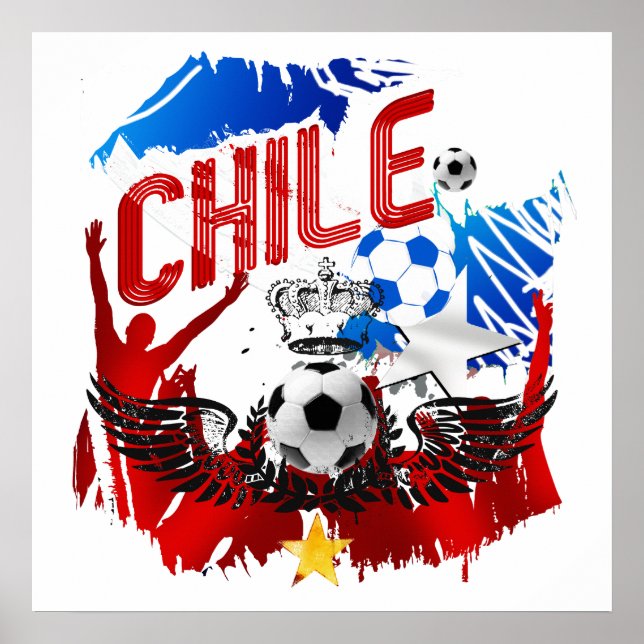 Chile-Fußball-T - Shirt und Fußballfans Poster (Vorne)