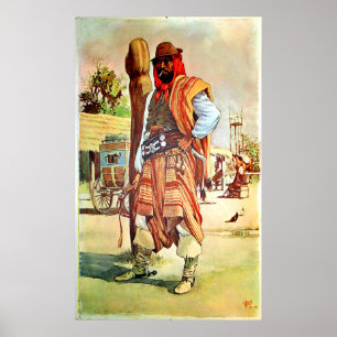 Chile, Gauchos, Mann im traditionellen Kostüm Poster