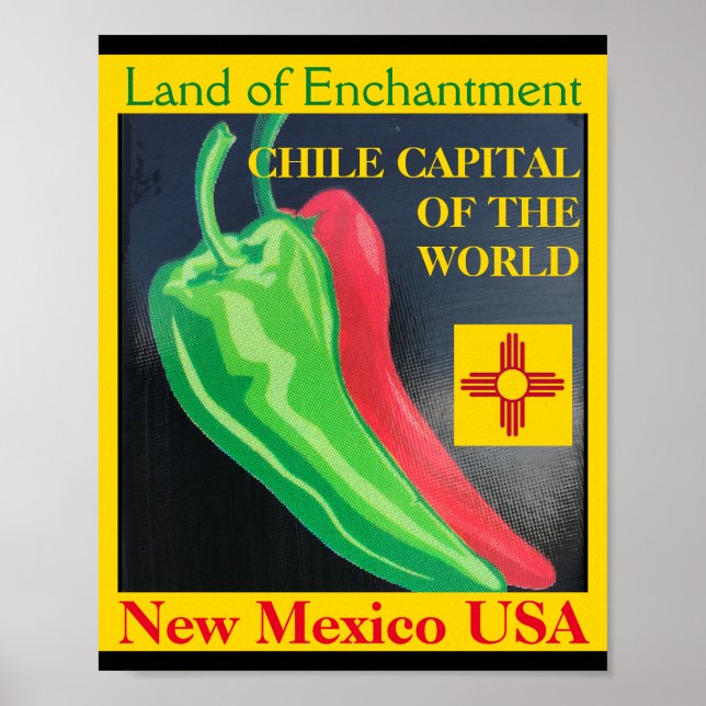 Chile Hauptstadt der Welt New Mexico Green Poster (Vorne)