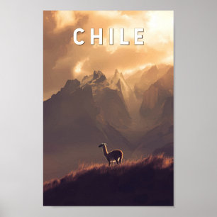 Chile-Illustration Reise Kunst Vintage Poster