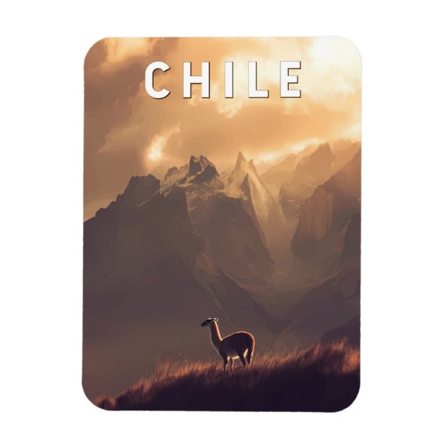 Chile Illustration Travel Art Vintage Magnet (Vertikal)