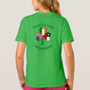 Chile Irland USA Shamrock Flag Personalisiertes Mä T-Shirt