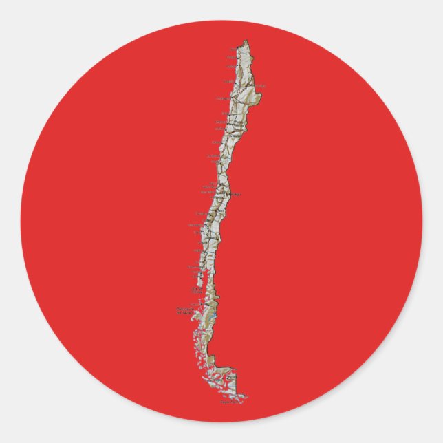 Chile-Kartenaufkleber Runder Aufkleber (Vorderseite)