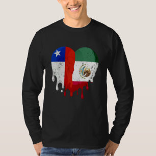 Chile Mexiko Flagge Herz Bürger Gewachsen Patriot T-Shirt
