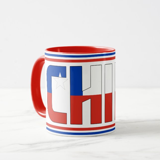 Chile National Flag Patriotic Kaffee Tasse (Vorderseite Links)