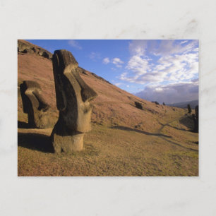 Chile, Osterinsel. Hillside mit Moai Postkarte