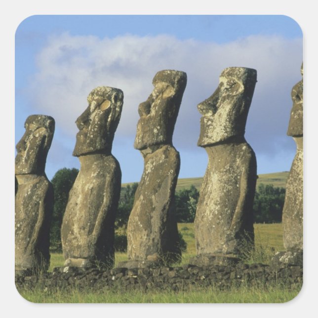 Chile, Osterinsel, Rapa Nui, Ahu Akivi Quadratischer Aufkleber (Vorderseite)
