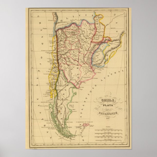 Chile, Plata und Patagonien Poster (Vorne)