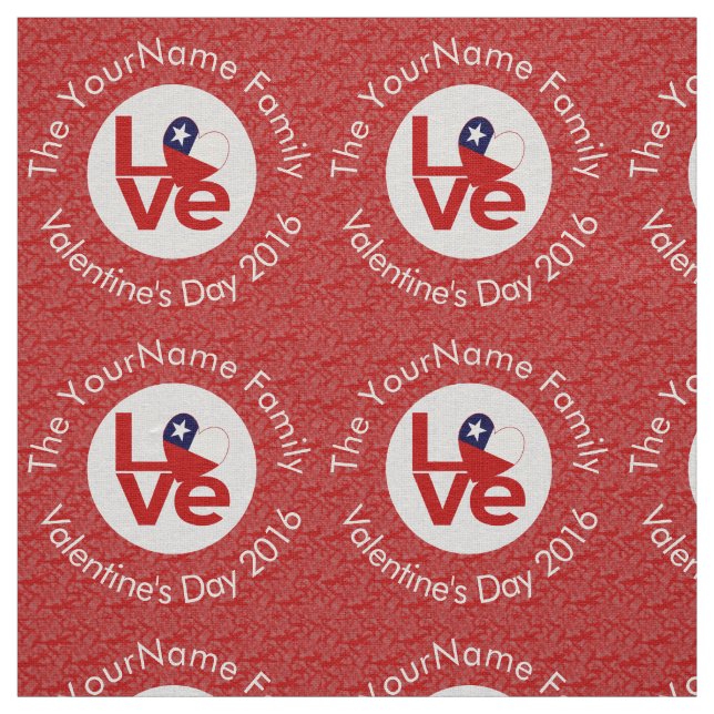 Chile Rote LIEBE Flag Personalisiert Stoff (Muster)