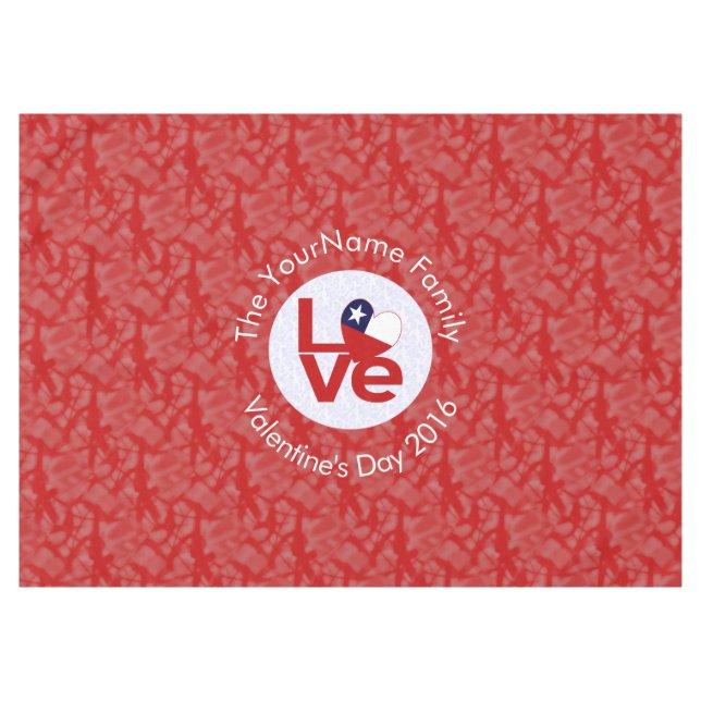 Chile Rote LIEBE Flag Personalisiert Tischdecke (Vorderseite (Horizontal))